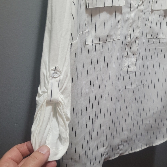 Kensie white/black lined shirt Size L - Picture 4 of 6